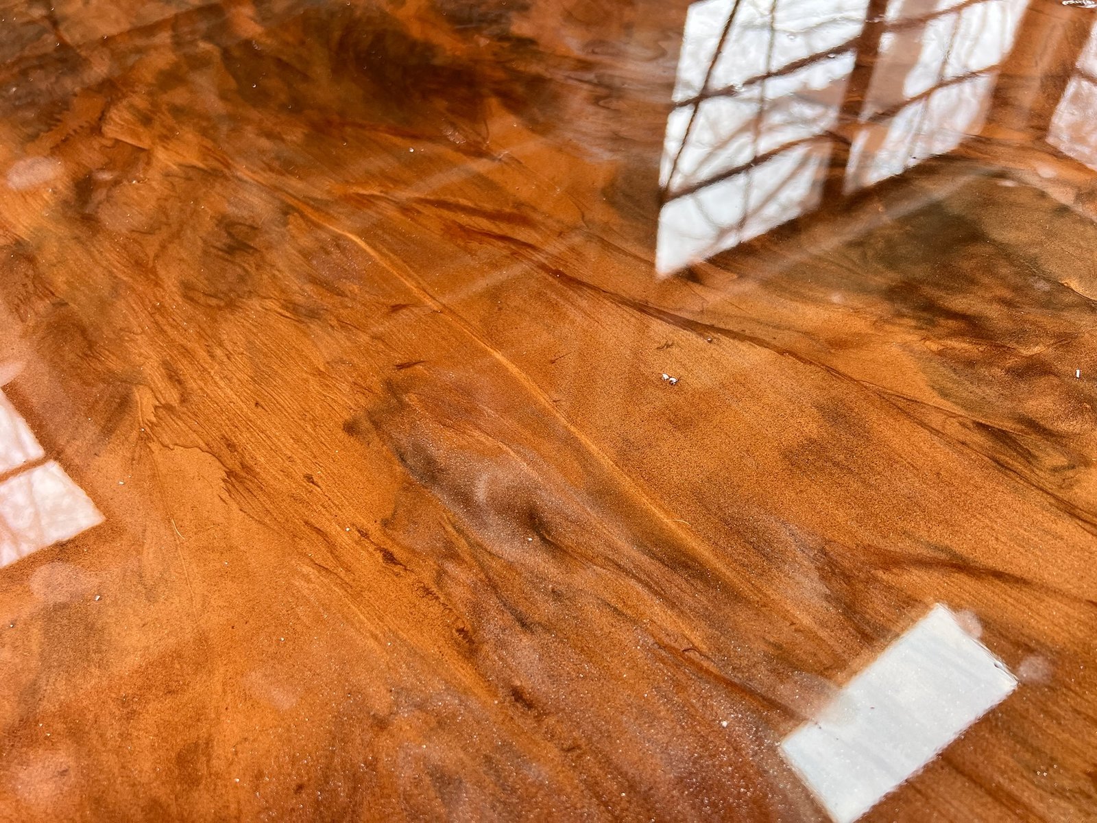Finished Copper Metallic Epoxy Interior Floor