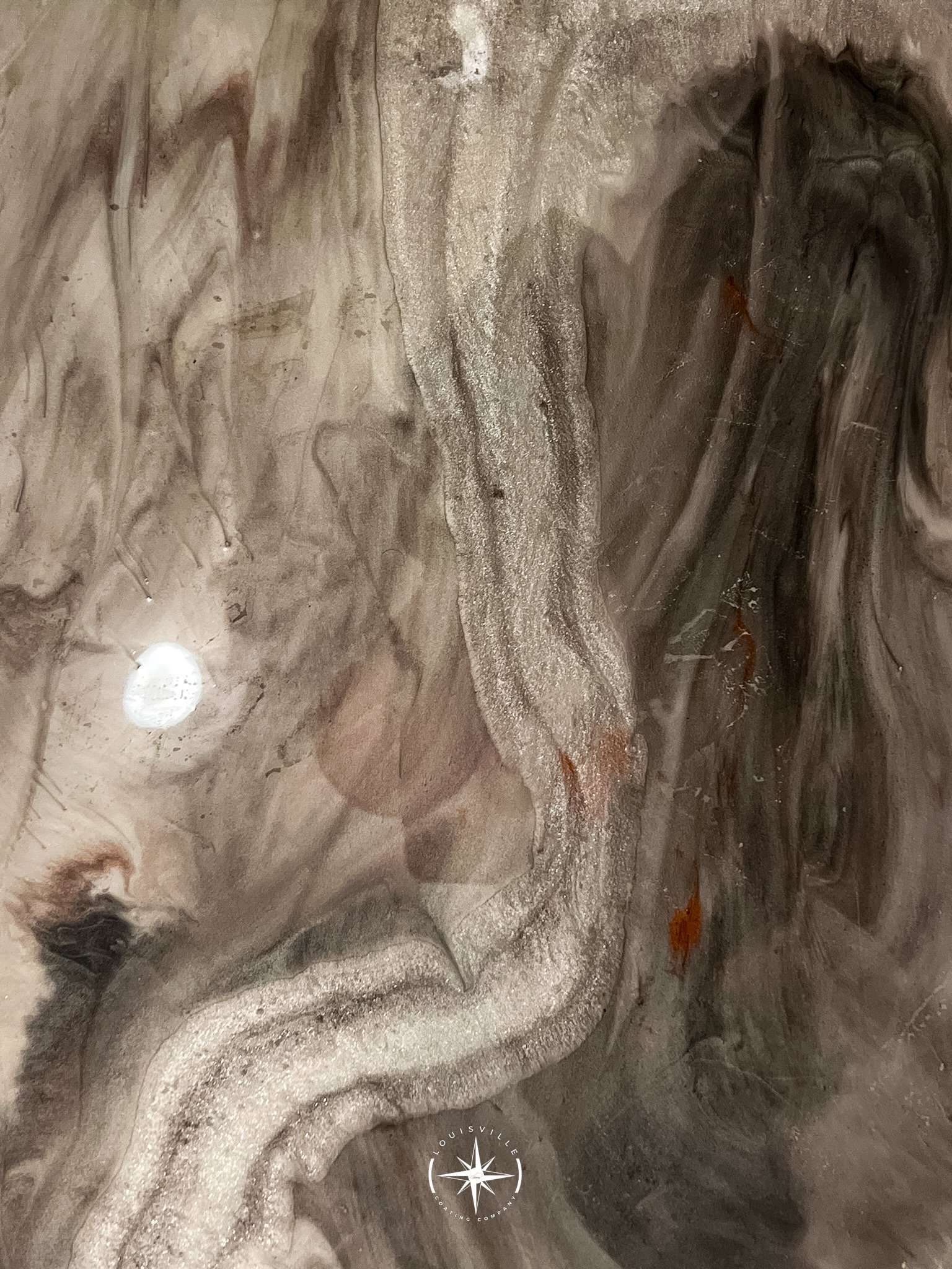 Soft Pearl Gray And Tan Metallic Epoxy Floor