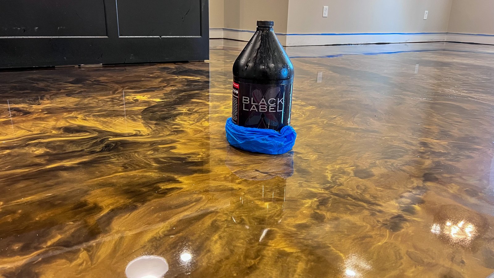 Professional epoxy floor installation with flake system